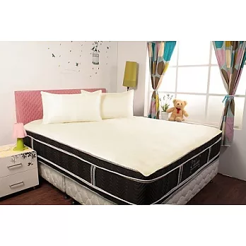 【HomeBeauty】甜美馬卡龍防潑水保潔墊加大含枕套2入 鵝黃