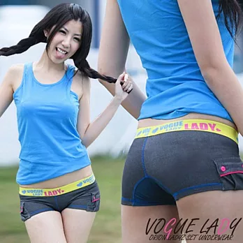 【Vogue Lady】單寧平口褲雙口袋系列(灰)M灰