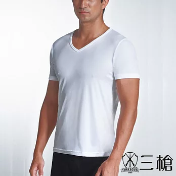 【三槍牌】時尚型男經典吸濕排汗彩色V領短袖上衣~3件組M灰色