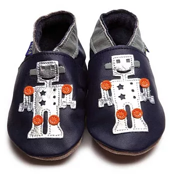 英國製Inch Blue，真皮手工學步鞋禮盒，Little Robot-Navy/Silver(12~18M)