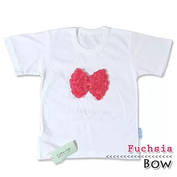 Cutie Bella短袖上衣/T恤-白T Bow Fuchsia