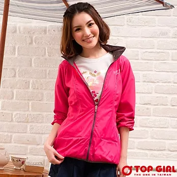 【TOP GIRL】纖纖女孩抗UV長袖風衣外套-女(俏桃紅)S俏桃紅