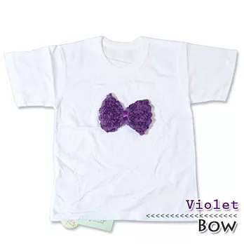 Cutie Bella短袖上衣/T恤-白T Bow Violet