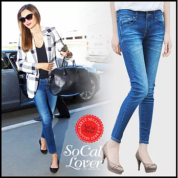 南加州丹寧時尚 SoCal Lover Jeans Co. - 海闊藍九分丹寧窄管褲XS海闊藍