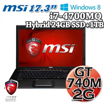 微星MSI GP70 轟炸機 i7-4700MQ 17.3吋Win8 遊戲機種筆記型電腦(GP70 2OD-011TW-GG74708G1T0S8M)