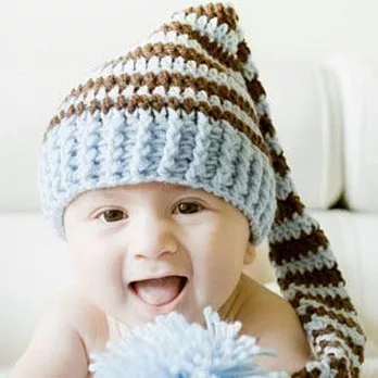 Cutie Bella手工編織嬰兒帽Stocking Cap-Baby Blue/Brown