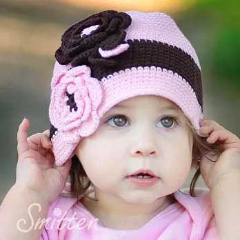 Cutie Bella手工編織花朵帽Chocolate/Pink