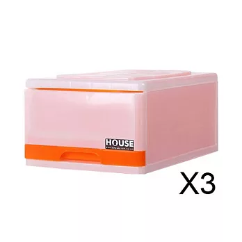 【nicegoods 好東西】TWFMG01 漾彩單層抽屜收納櫃(17.5L) 3入組粉橘