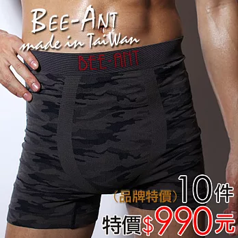 【AILIMI】台灣製造超彈性竹炭無縫平口褲(迷彩10件組)M黑色M