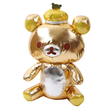【特價】Rilakkuma拉拉熊十周年紀念皇冠閃亮金色中公仔。兩色可選坐姿