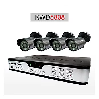 kworld 廣寰眼鏡蛇監控器 8路主機+4攝影機組(KWD5808)