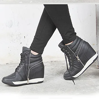 ezwalking{韓國女鞋}10CM拉鍊內增高筒靴-白、棕、灰、黑