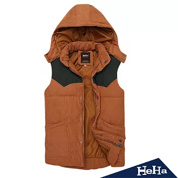 【HeHa】保暖拼接可拆帽男士鋪綿背心（共二色）-2XL(橘紅)
