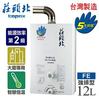 【莊頭北】12L大廈用智慧調溫強制排氣熱水器／TH-7121TFE(NG1/FE式天然瓦斯)