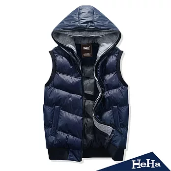 【HeHa】保休閒鋪棉加厚保暖連帽背心（共二色）-2XL(藍色)