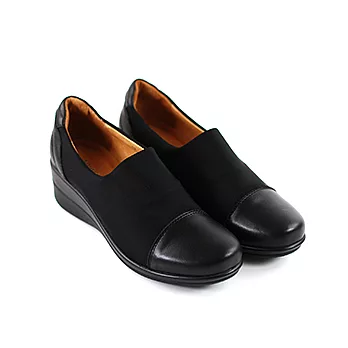 ◤Green Phoenix◥真皮拼接萊卡布面舒適休閒鞋40黑色