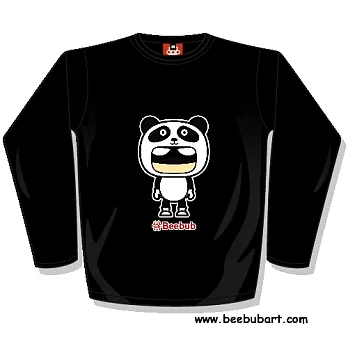 【Beebub】動物超人-熊貓超人-長袖平口XS黑色