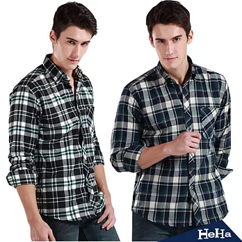 【HeHa】法蘭絨英倫格紋長袖襯衫(共三款）-M(A款)