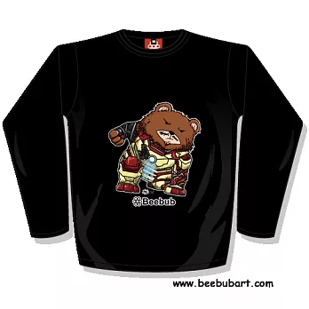 【Beebub】Mr.Bear-鋼鐵熊-長袖平口XS黑色