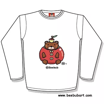 【Beebub】Mr.Bear-蘋果熊-長袖平口XS白色