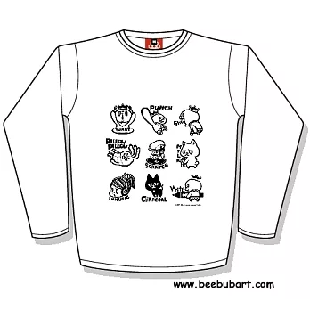 【Beebub】KOHEI HARADA-棉花糖九宮格-長袖平口XS白色