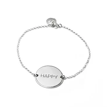 【Anna Lou OF LONDON】倫敦品牌 Inspirational Disc 優雅字墜 HAPPY 手鍊~亮銀