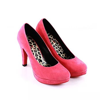 ◤Green Phoenix◥搶眼色彩絨布防水台高跟鞋22.5桃紅色