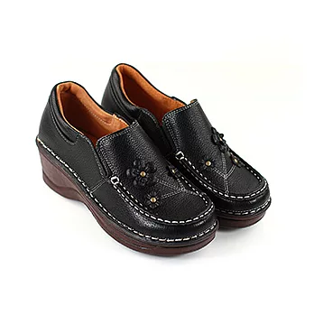 ◤Green Phoenix◥必備經典！小花楔型厚底休閒鞋37黑色