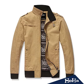 【HeHa】帥氣肩章釦飾立領外套(共三色)-2XL(卡其)