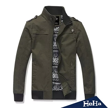 【HeHa】帥氣肩章釦飾立領外套(共三色)-M(軍綠)