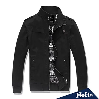 【HeHa】帥氣肩章釦飾立領外套(共三色)-XL(黑色)