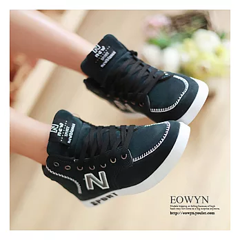 EOWYN．韓系運動風N字圖樣造型休閒布鞋/黑色40碼/現貨40黑色40