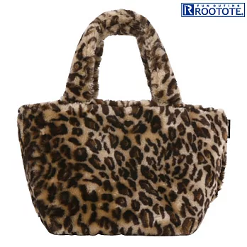 日本ROOTOTE時尚毛絨手提袋-摩卡色豹紋(745904)摩卡色豹紋