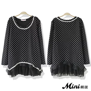 【Mini嚴選】大碼質感圓點顯瘦連身裙(共二色)-FREE(黑色)