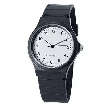 【伊錶現】休閒流行款-3007馬卡龍炫彩輕薄數字石英錶(黑框白面)