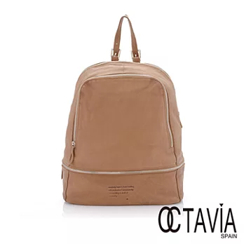 【Octavia 8 真皮】我的旅途 烙字水洗羊皮大後背包 - 駱棕