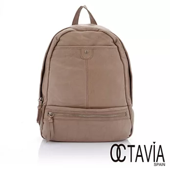【Octavia 8 真皮】好幾夜 T字袋水洗羊皮後背包 - 沙灰