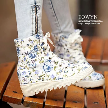 EOWYN。韓系田園風碎花綁帶休閒包鞋/3色/35-39碼(現+預)35藍色35