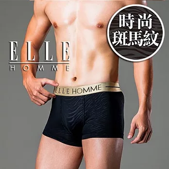 ELLE HOMME潮男動物紋四角褲/男內褲-時尚斑馬紋M時尚斑馬紋。黑色時尚斑馬紋。黑色