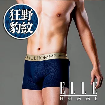 ELLE HOMME潮男動物紋四角褲/男內褲-狂野豹紋(二件駔)M狂野豹紋。藍色