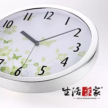 【生活采家】思意綠35cm不鏽鋼框靜音掛鐘#01025