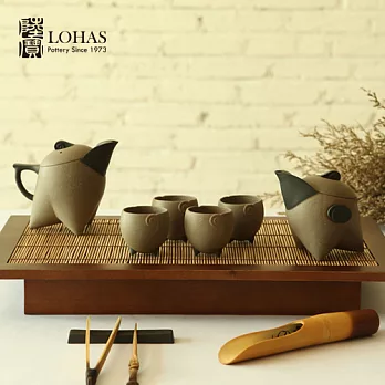 【陸寶】三足鳥形壺日月對壺茶組(6件式)