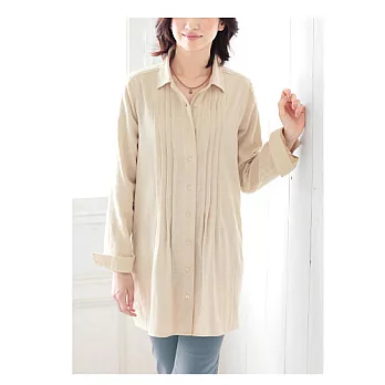 【cecile】修飾摺線長版襯衫上衣M象牙白