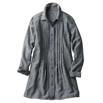 【cecile】修飾摺線長版襯衫上衣M炭灰色