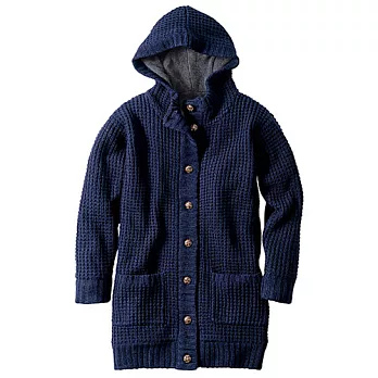 【cecile】內絨毛針織風衣外套L海軍藍