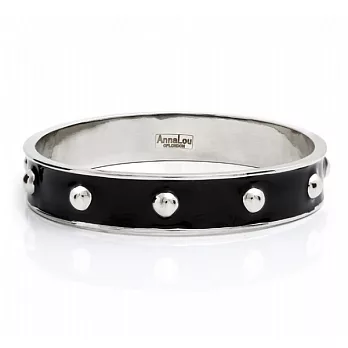 【Anna Lou OF LONDON】倫敦品牌 stud bangle 琺瑯豆豆手環~銀版黑色