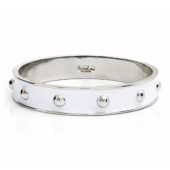 【Anna Lou OF LONDON】倫敦品牌 stud bangle 琺瑯豆豆手環~銀版白色