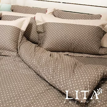 LITA麗塔(光點－棕色)單人兩用被薄床罩五件式