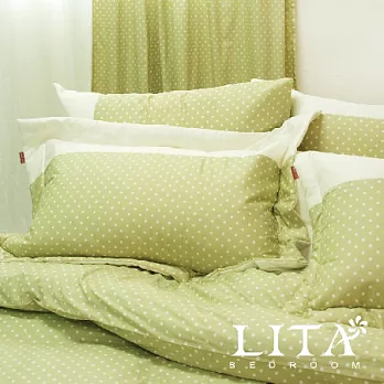 LITA麗塔(光點－綠色)單人兩用被薄床罩五件式