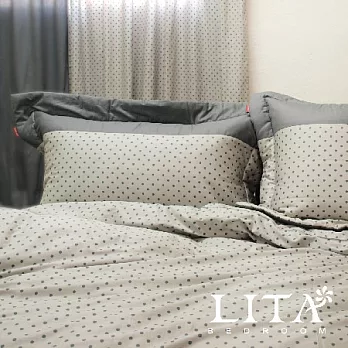 LITA麗塔(光點－灰色)單人兩用被套薄床罩五件式